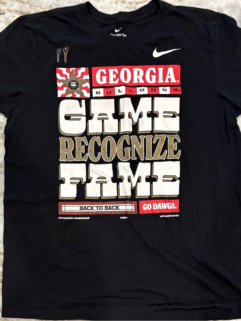 Nike Black Georgia Bulldogs Back to Back 'Game Recognize Game' Graphic Tee
